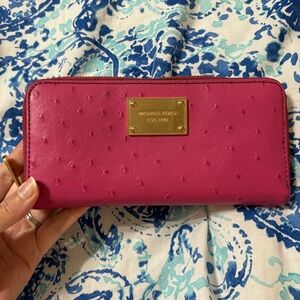 Michael Kors ostrich leather wallet, pink
